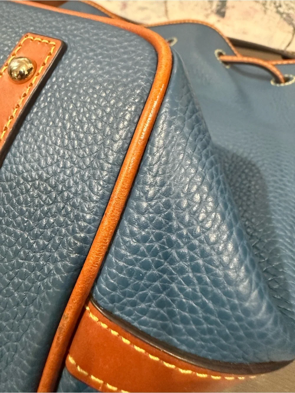 Dooney & Bourke Bucket Drawstring Tasha Midnight Blue EUC